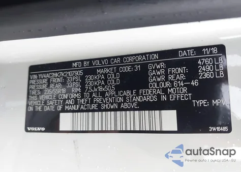 2019 Volvo Xc40 T4 Momentum z USA, uszkodzony, nr VIN YV4AC2HK7K2107905